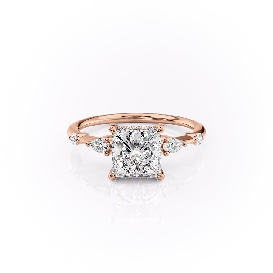 2.08 CT Princess Shaped Moissanite Hidden Halo Engagement Ring - crownmoissanite