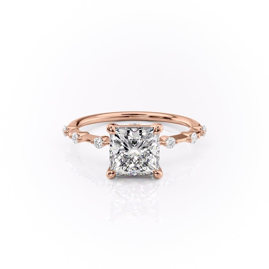 2.08 CT Princess Cut Solitaire Dainty Style Moissanite Engagement Ring - crownmoissanite