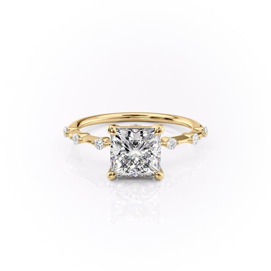 2.08 CT Princess Cut Solitaire Dainty Style Moissanite Engagement Ring - crownmoissanite