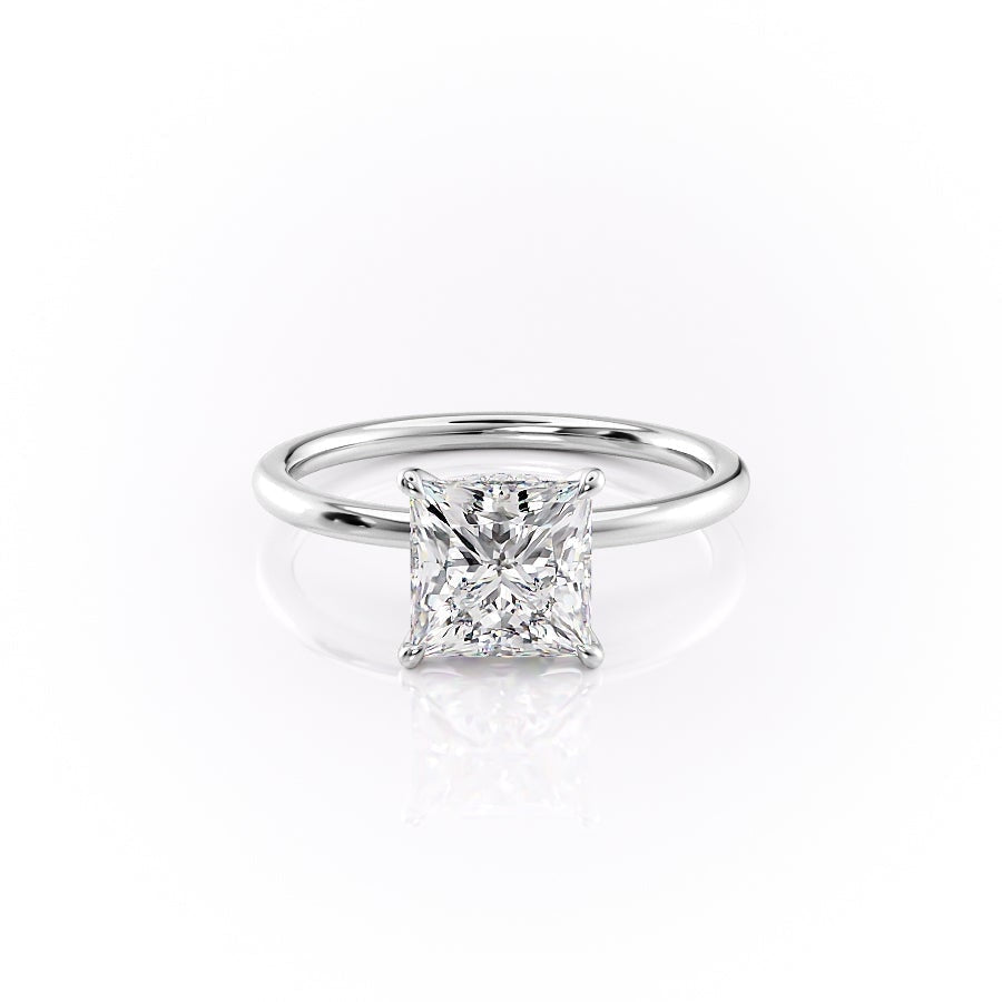2.08 CT Princess Shaped Moissanite Hidden Halo Engagement Ring - crownmoissanite