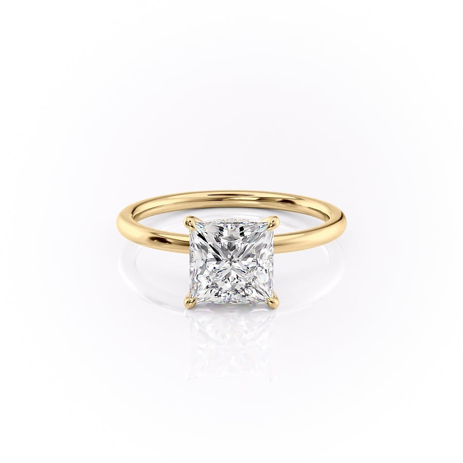 2.08 CT Princess Cut Solitaire Moissanite Engagement Ring - crownmoissanite