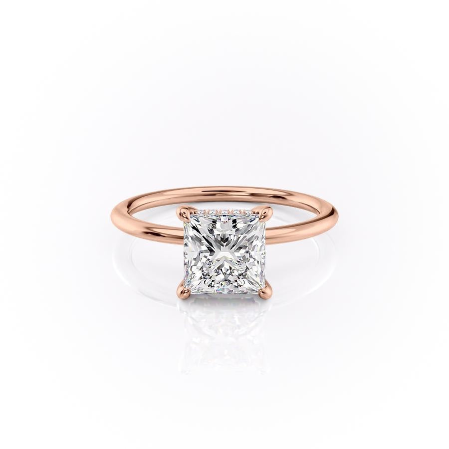 2.08 CT Princess Shaped Moissanite Hidden Halo Engagement Ring - crownmoissanite