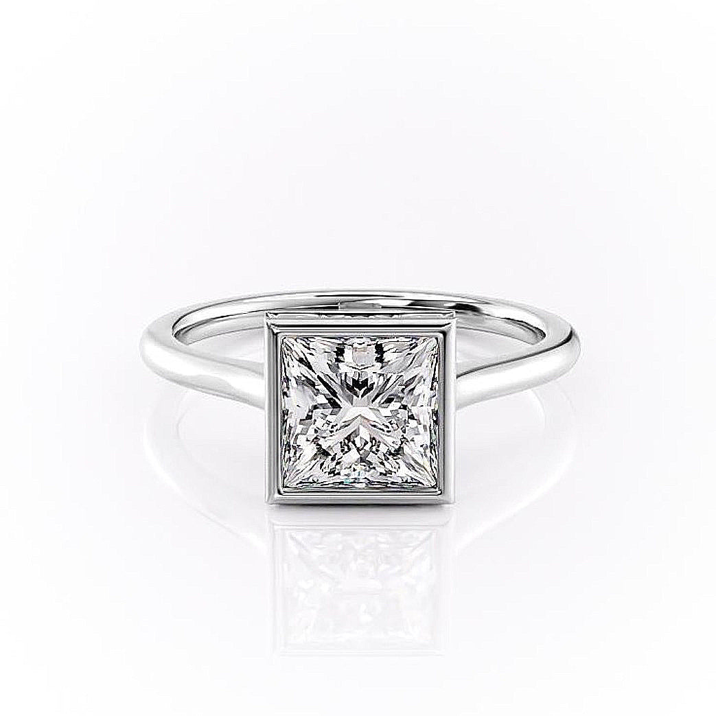 2.08 CT Princess Shaped Moissanite Hidden Halo Engagement Ring - crownmoissanite