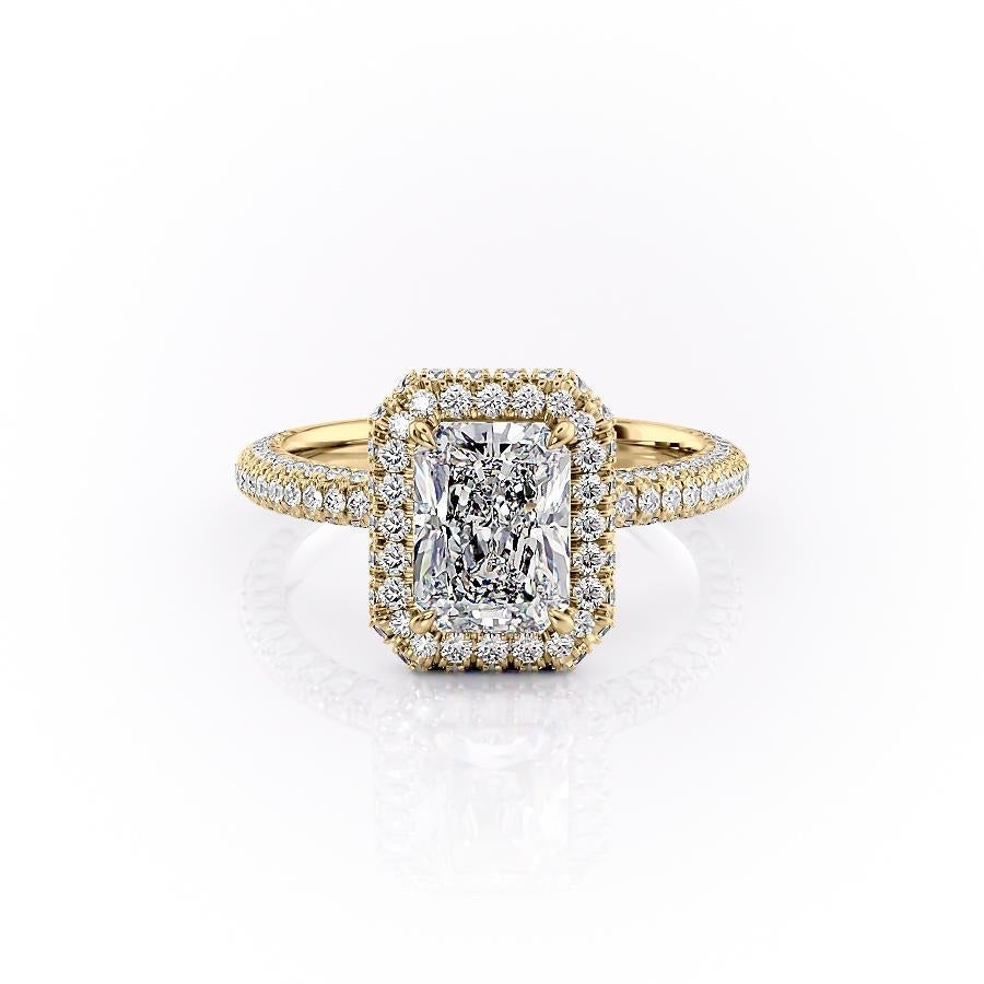 2.1 CT Radiant Shaped Moissanite Halo Engagement Ring - crownmoissanite