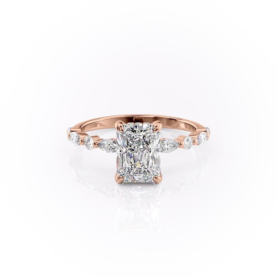 2.1 CT Radiant Cut Solitaire Pave Setting Moissanite Engagement Ring - crownmoissanite