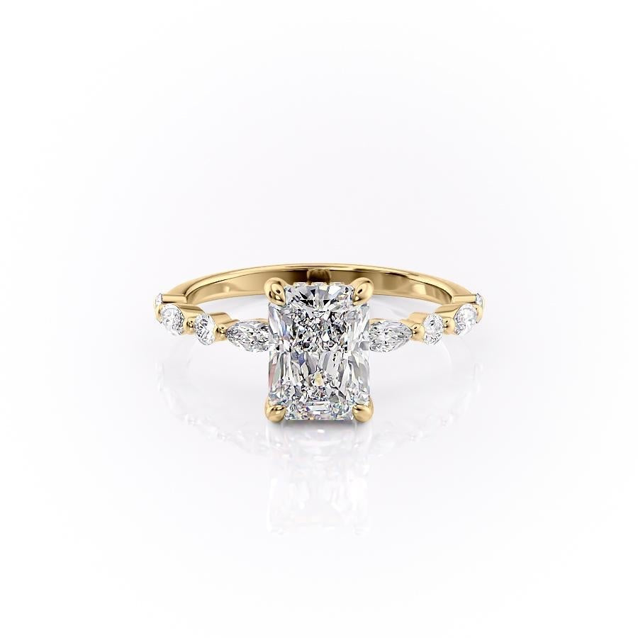 2.1 CT Radiant Cut Solitaire Pave Setting Moissanite Engagement Ring - crownmoissanite