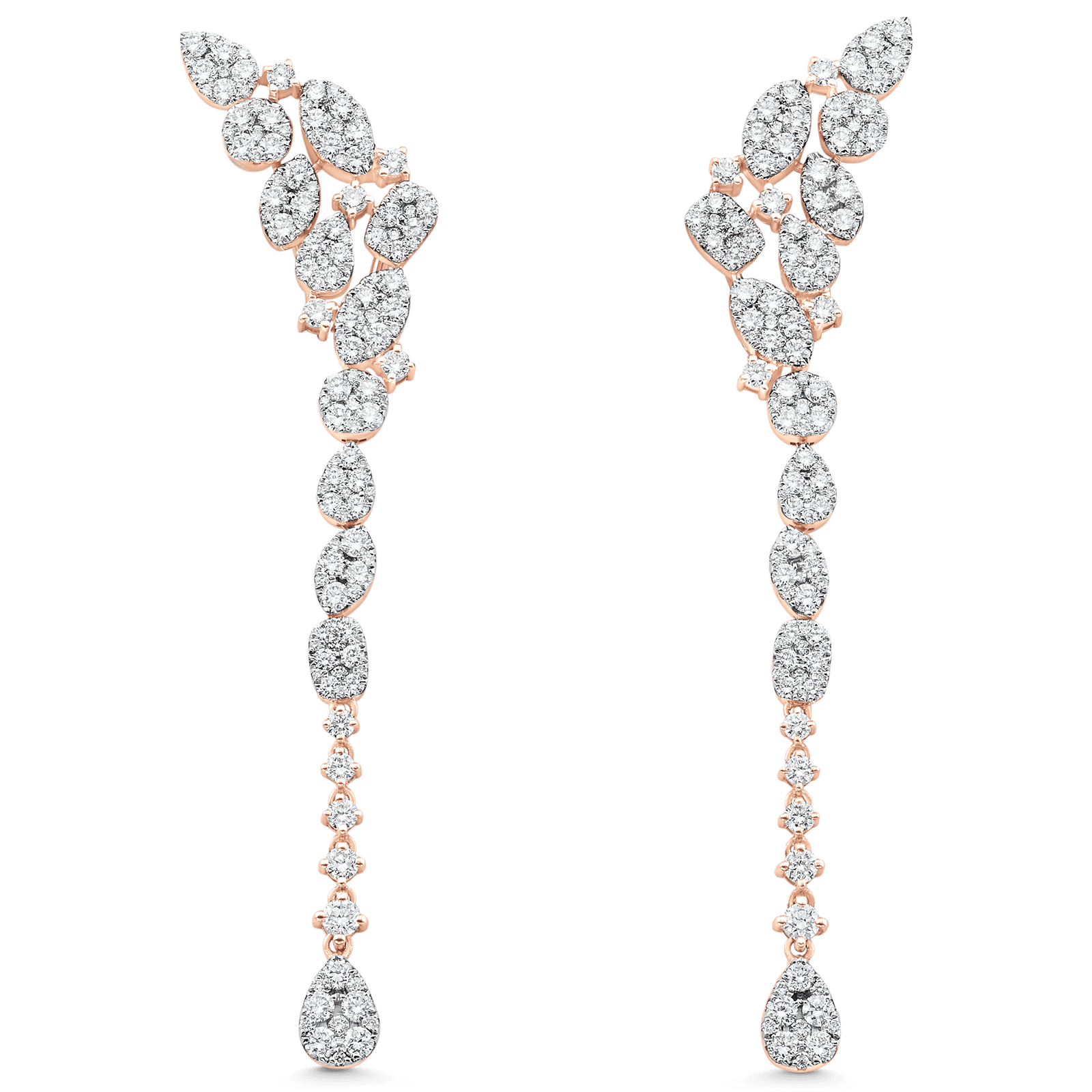 3.64 TCW Round Moissanite Diamond Cluster Drop Earrings - crownmoissanite
