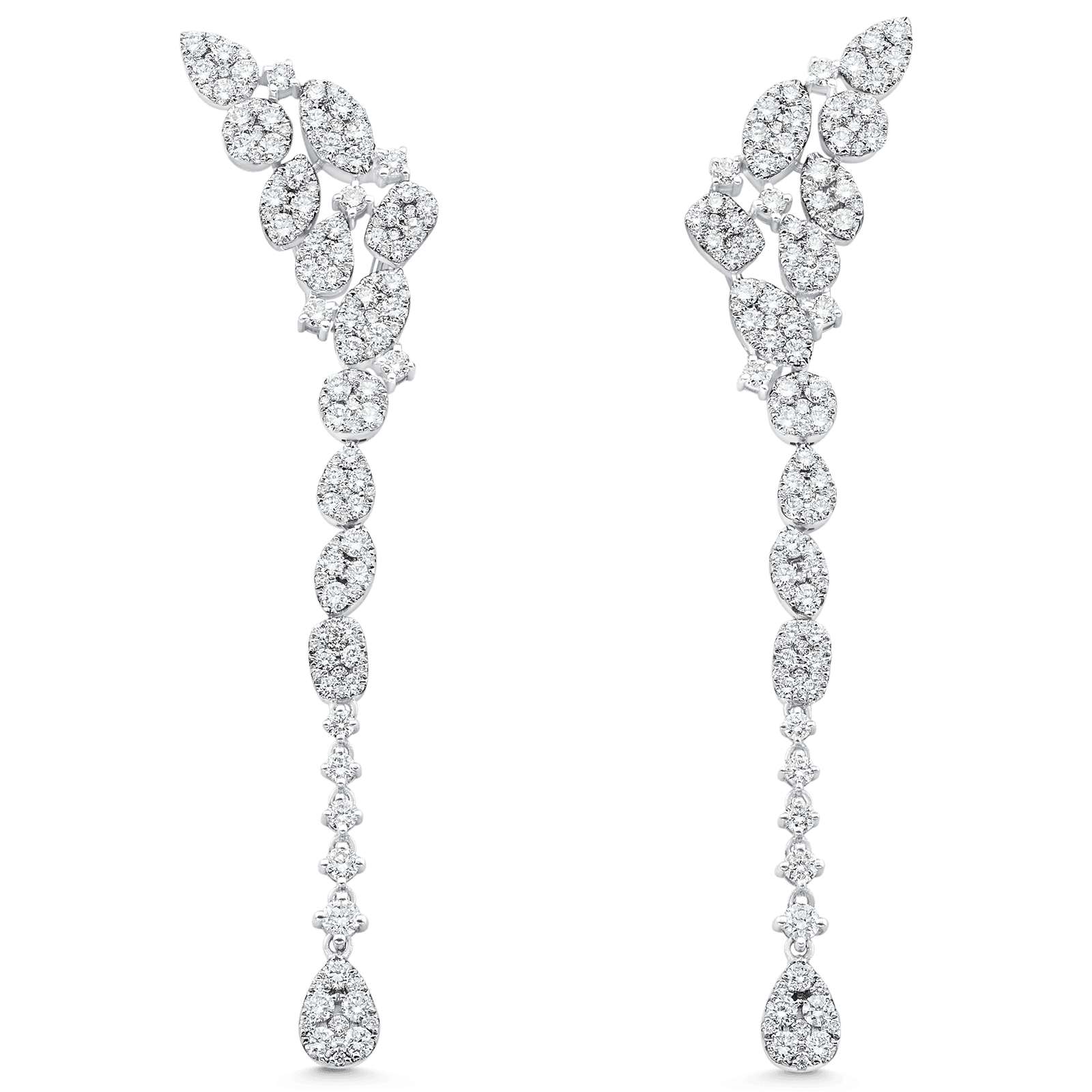 3.64 TCW Round Moissanite Diamond Ear Cluster Drop Earrings - crownmoissanite
