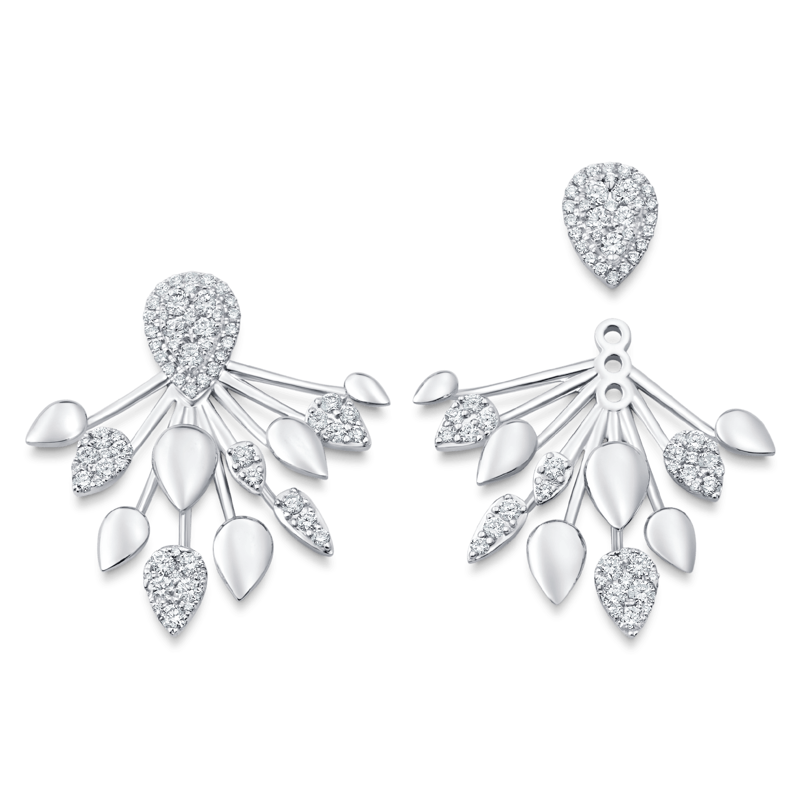 1.92 TCW Round Moissanite Diamond Ear Jacket Earrings - crownmoissanite