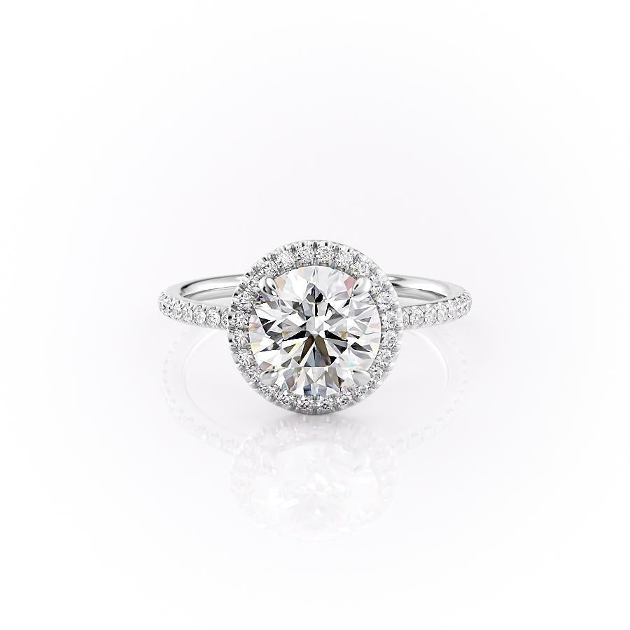 1.90 CT Round Cut Halo Pave Setting Moissanite Engagement Ring - crownmoissanite