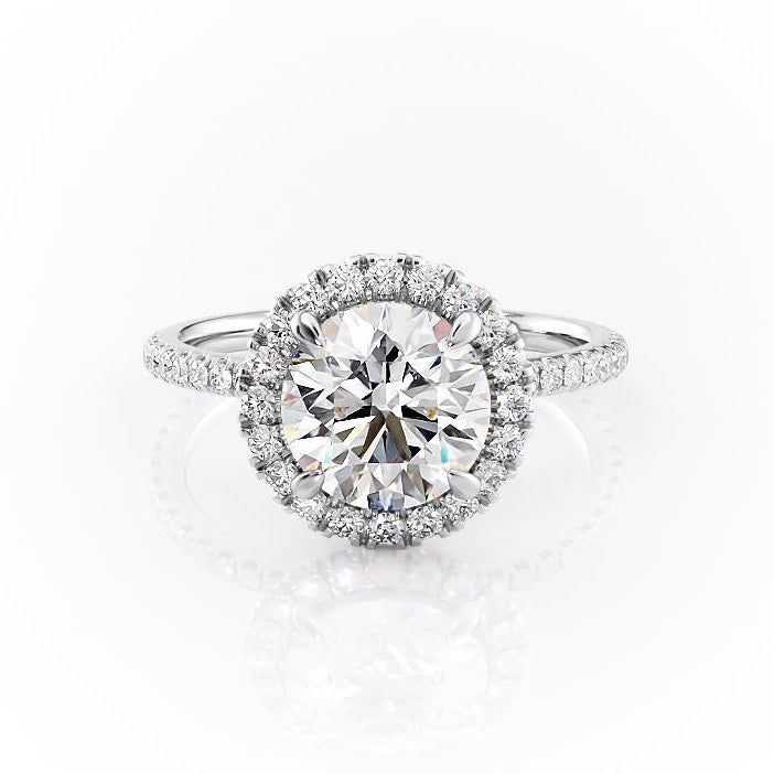 1.90 CT Round Shaped Moissanite Halo Engagement Ring - crownmoissanite