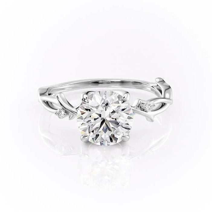 1.90 CT Round Cut Solitaire Twig Style Moissanite Engagement Ring - crownmoissanite