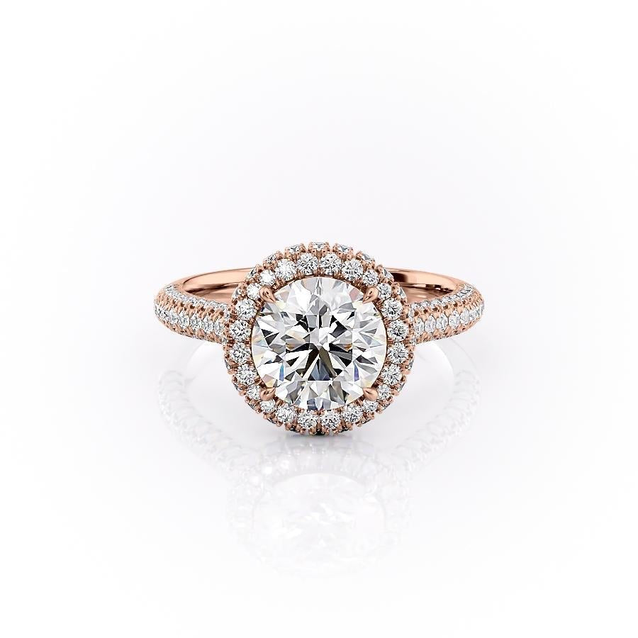 1.90 CT Round Cut Halo Triple Pave Setting Moissanite Engagement Ring - crownmoissanite