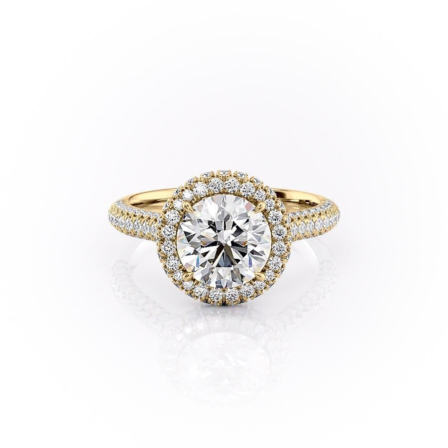 1.90 CT Round Cut Halo Triple Pave Setting Moissanite Engagement Ring - crownmoissanite