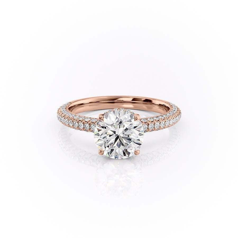 1.60 CT Round Cut Hidden Halo Triple Pave Moissanite Engagement Ring - crownmoissanite