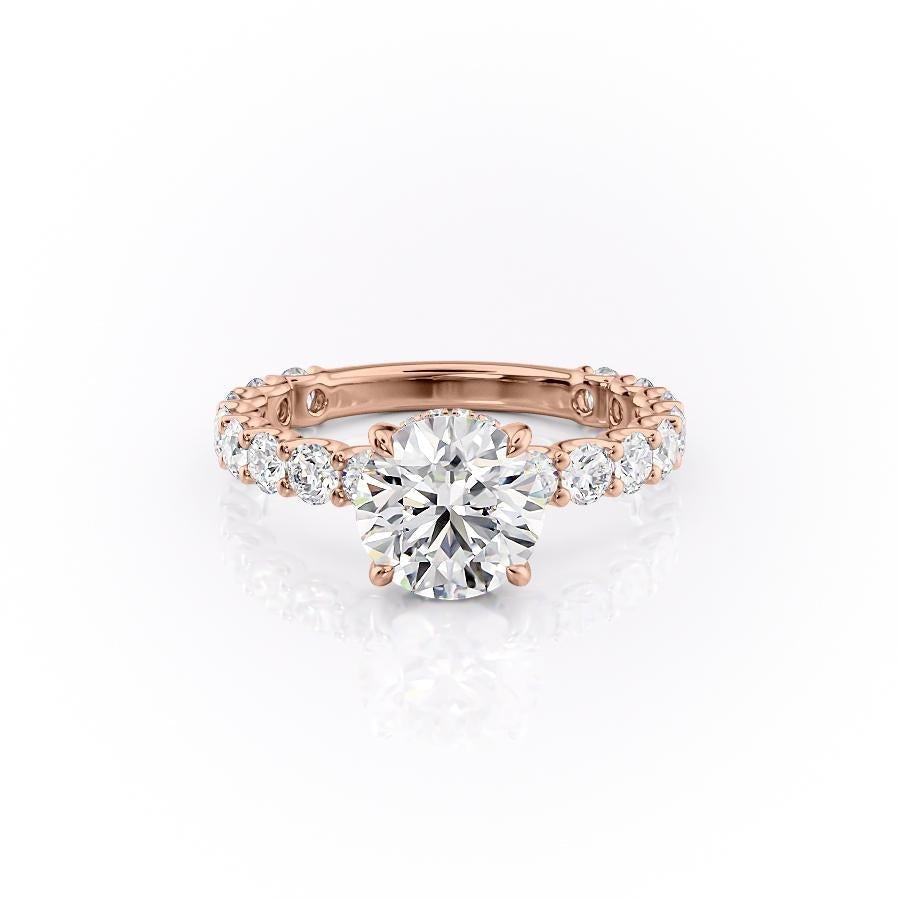 1.60 CT Round Cut Solitaire Pave Setting Moissanite Engagement Ring - crownmoissanite