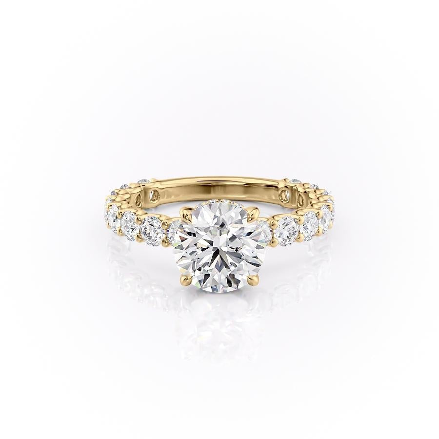 1.60 CT Round Cut Solitaire Pave Setting Moissanite Engagement Ring - crownmoissanite