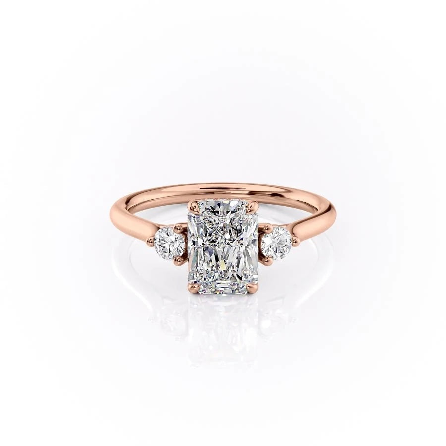 2.10 CT Radiant Cut Three Stone Style Moissanite Engagement Ring - crownmoissanite