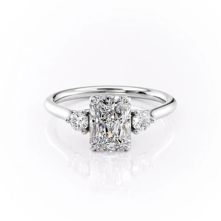 2.10 CT Radiant Cut Three Stone Style Moissanite Engagement Ring - crownmoissanite