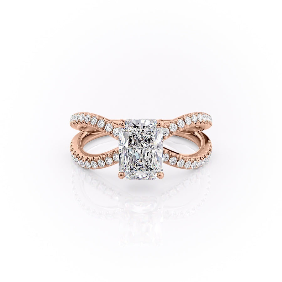 2.0 CT Radiant Cut Solitaire Split Shank Setting Moissanite Engagement Ring - crownmoissanite