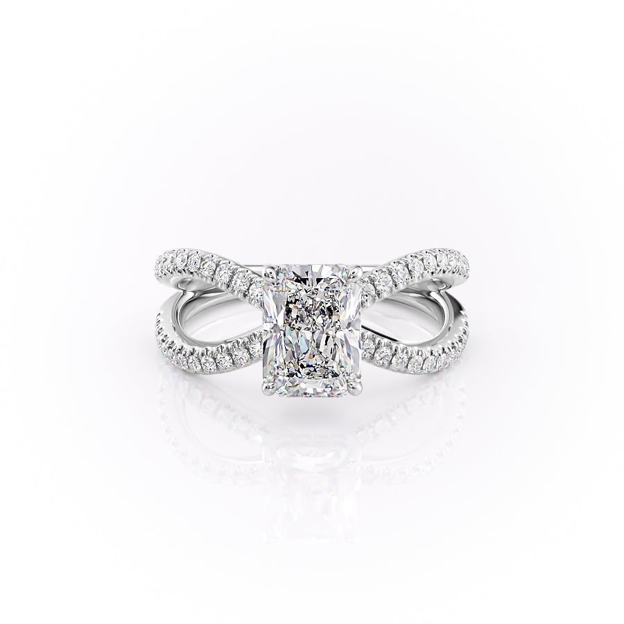2.0 CT Radiant Cut Solitaire Split Shank Setting Moissanite Engagement Ring - crownmoissanite