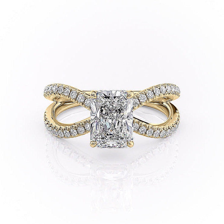 2.0 CT Radiant Cut Solitaire Split Shank Setting Moissanite Engagement Ring - crownmoissanite