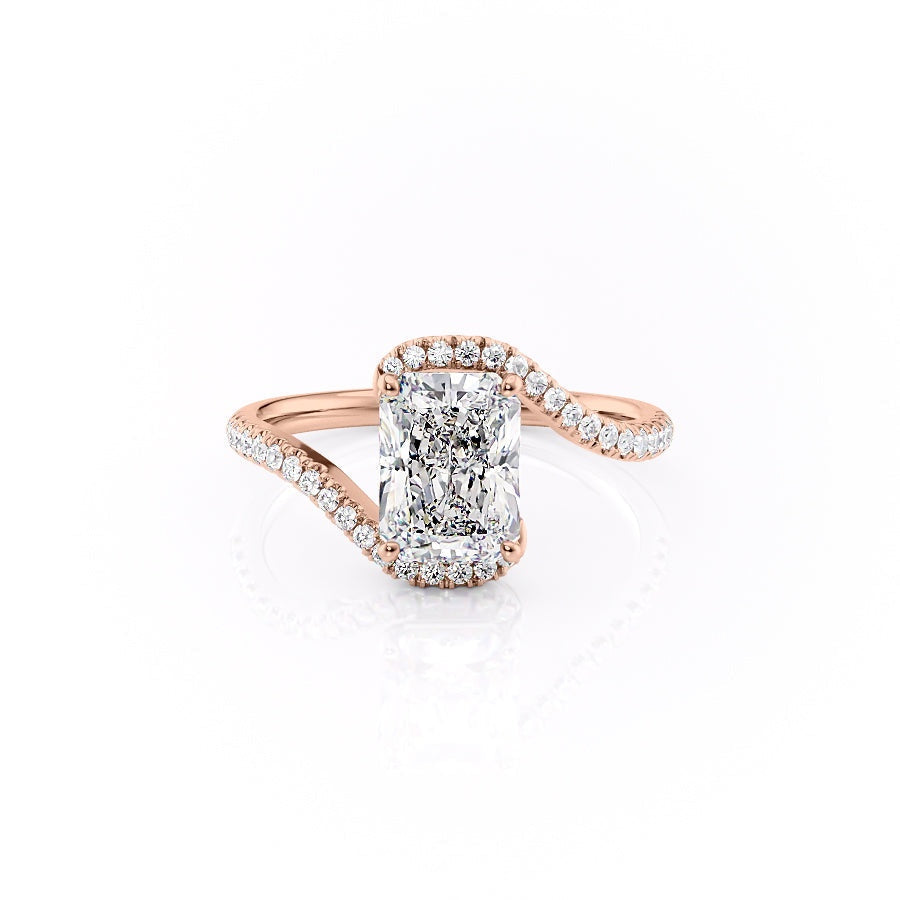 2.0 CT Radiant Cut Solitaire By Pass Setting Moissanite Engagement Ring - crownmoissanite