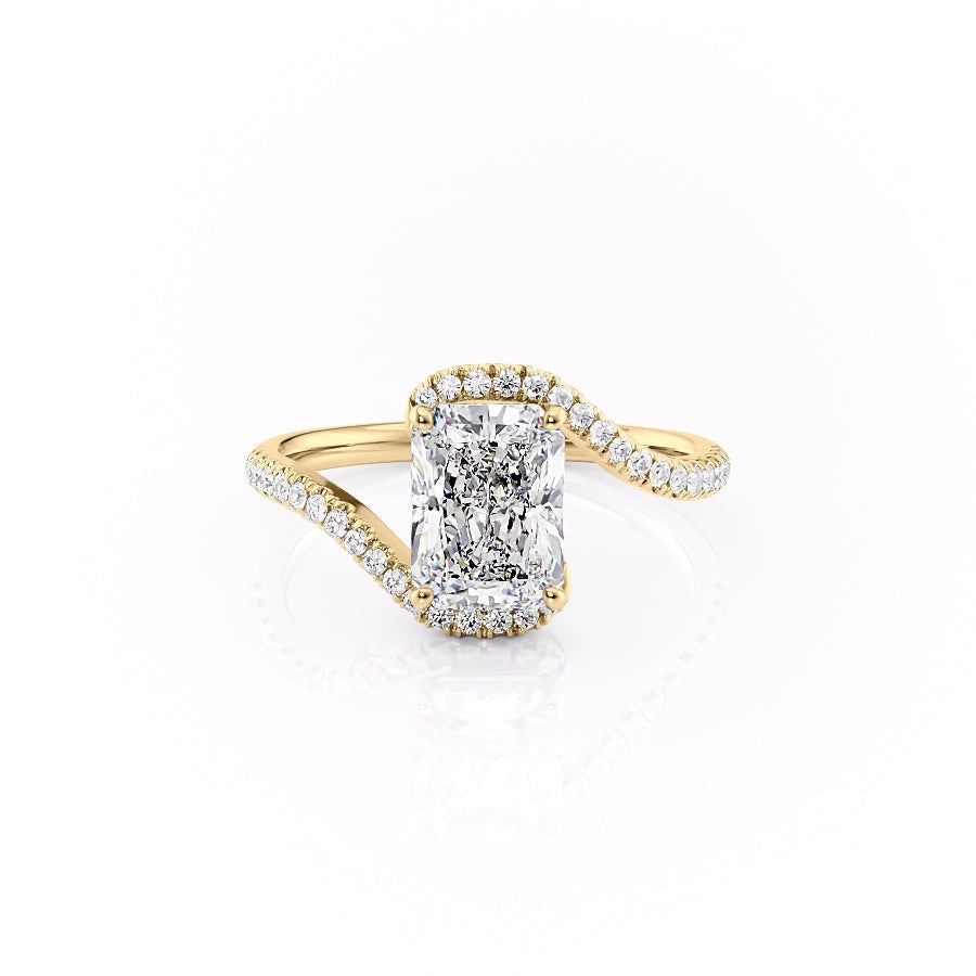2.0 CT Radiant Cut Solitaire By Pass Setting Moissanite Engagement Ring - crownmoissanite