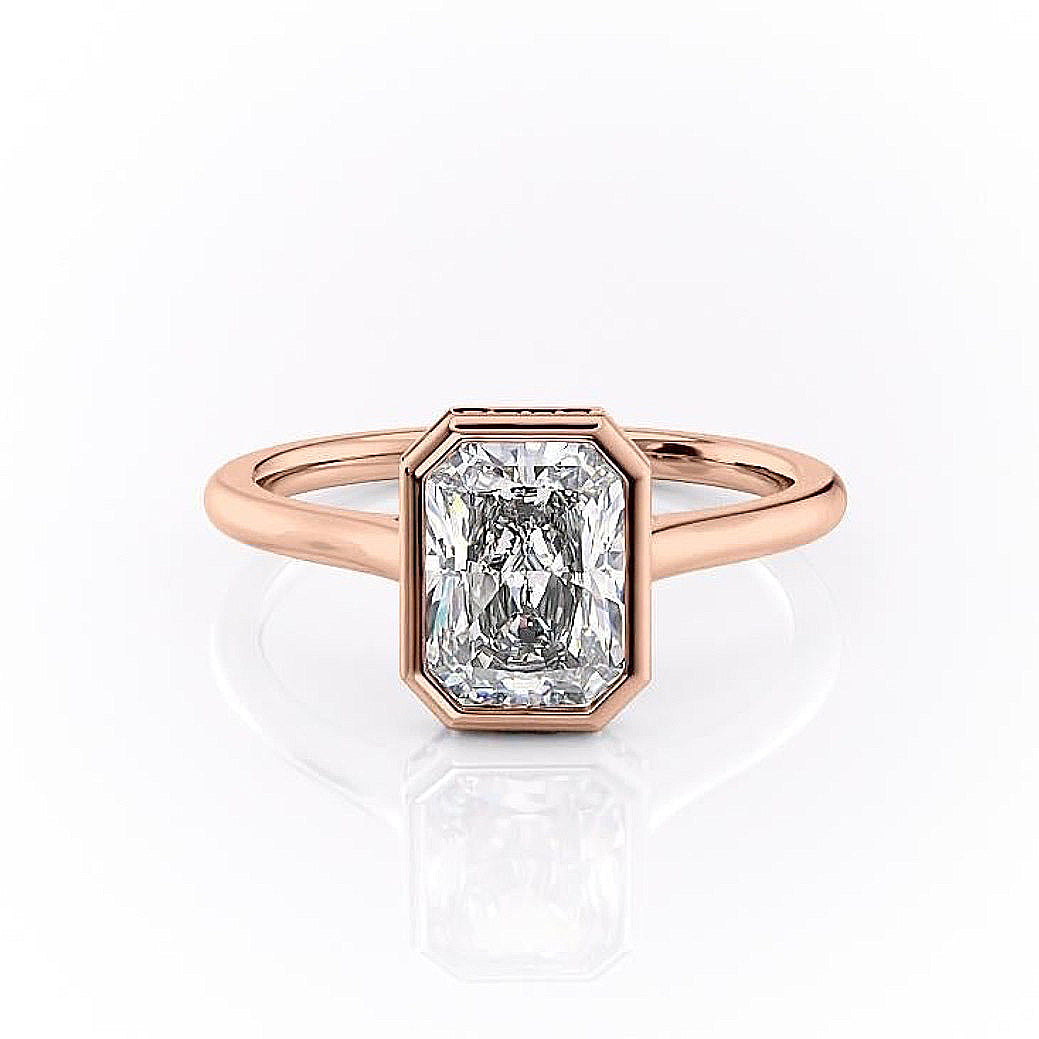 2.1 CT Radiant Cut Bezel Solitaire Moissanite Engagement Ring - crownmoissanite