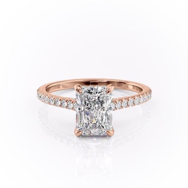 2.10 CT Radiant Cut Pave Setting Moissanite Engagement Ring - crownmoissanite