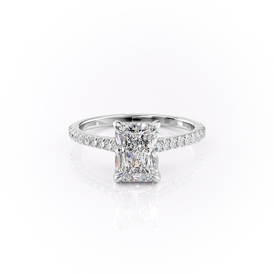2.10 CT Radiant Cut Pave Setting Moissanite Engagement Ring - crownmoissanite