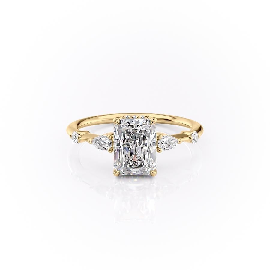 2.1 CT Radiant Cut 3 Stones Moissanite Engagement Ring - crownmoissanite