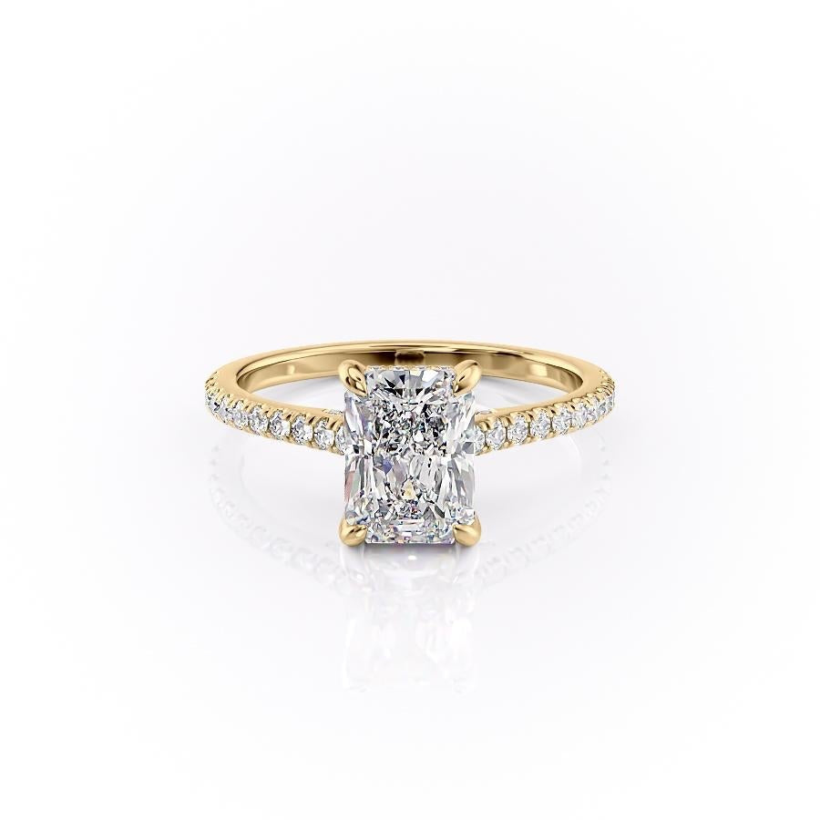 2.10 CT Radiant Cut Pave Setting Moissanite Engagement Ring - crownmoissanite