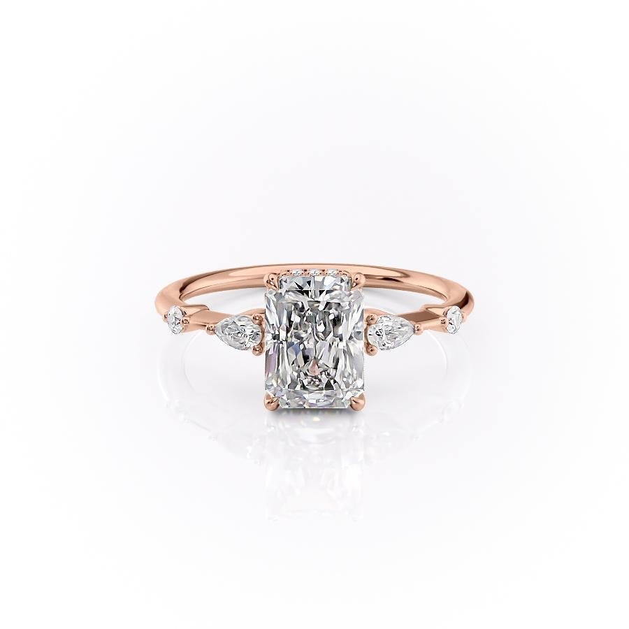 2.1 CT Radiant Cut 3 Stones Moissanite Engagement Ring - crownmoissanite