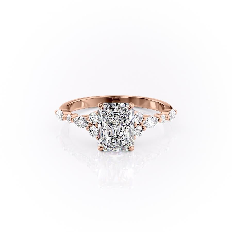 2.0 CT Radiant Shaped Moissanite Cluster Engagement Ring - crownmoissanite