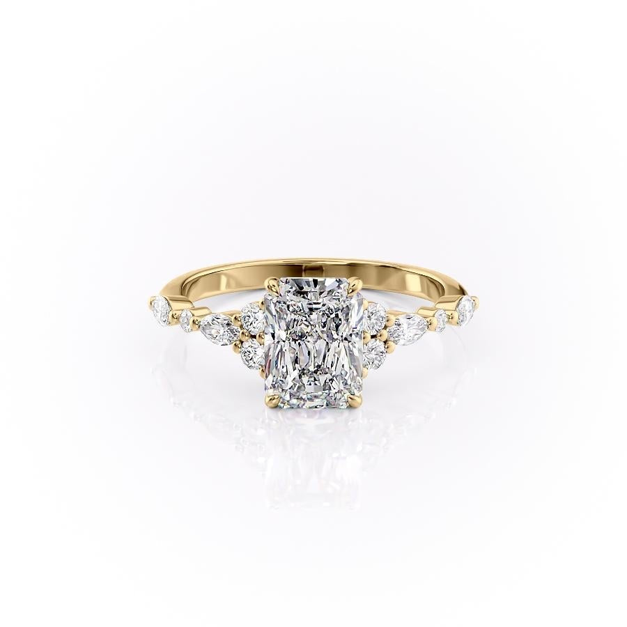 2.0 CT Radiant Shaped Moissanite Cluster Engagement Ring - crownmoissanite