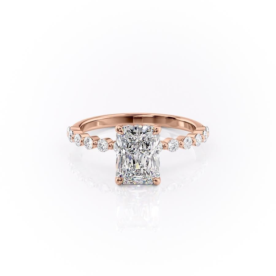 2.10 CT Radiant Solitaire Pave Setting Moissanite Engagement Ring - crownmoissanite
