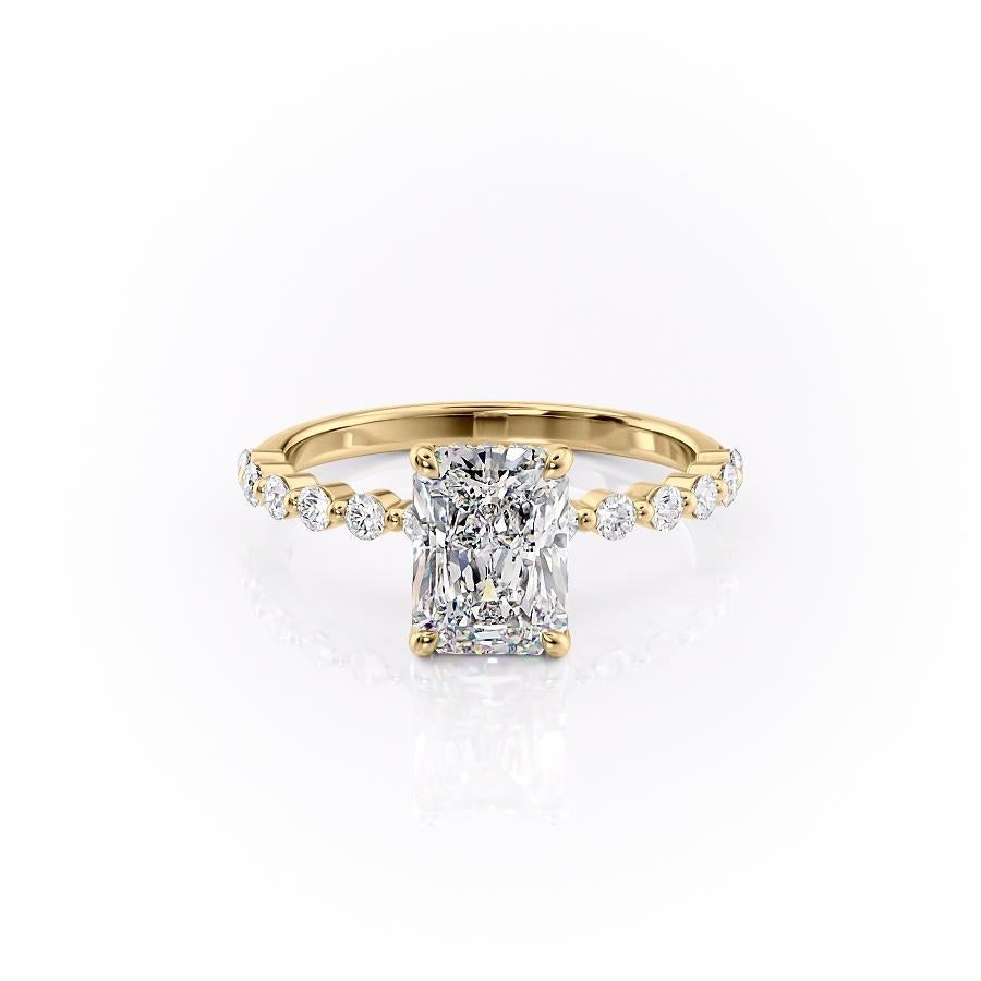 2.10 CT Radiant Solitaire Pave Setting Moissanite Engagement Ring - crownmoissanite