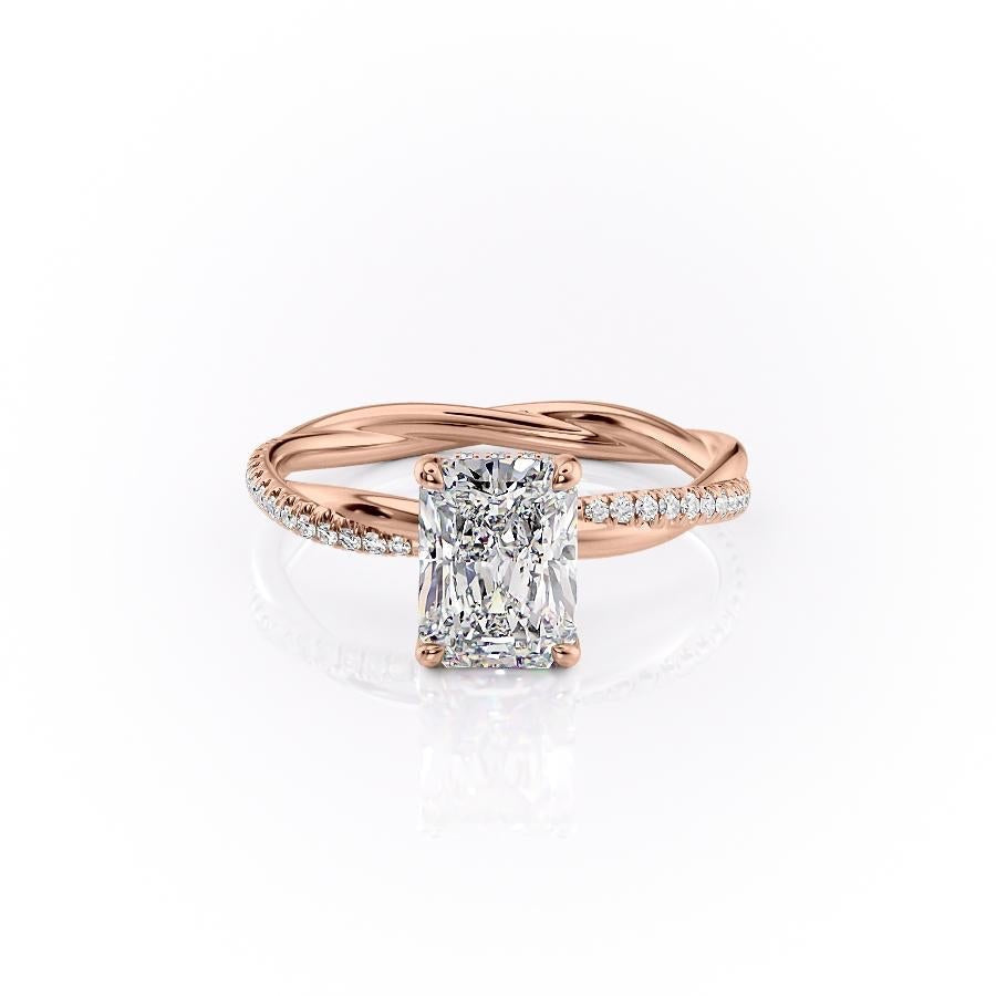 2.1 CT Radiant Cut Solitaire Twisted Pave Moissanite Engagement Ring - crownmoissanite