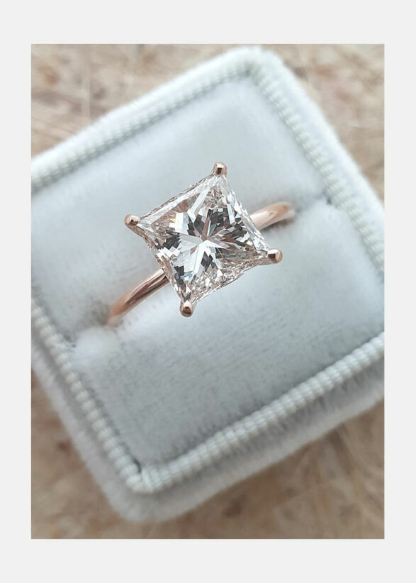 2.08 CT Princess Shaped Moissanite Solitaire Engagement Ring - crownmoissanite