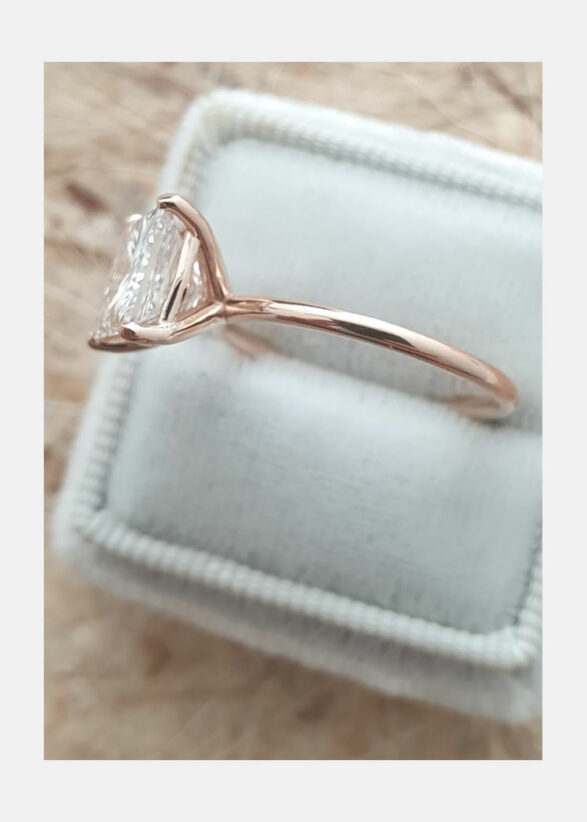 2.08 CT Princess Shaped Moissanite Solitaire Engagement Ring - crownmoissanite