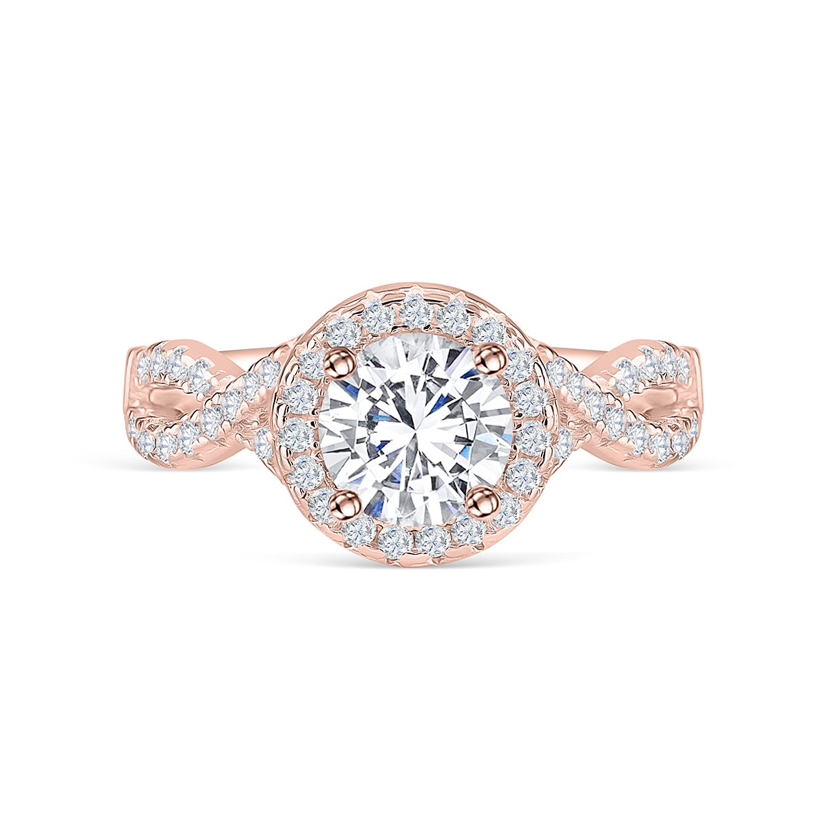 1.50 CT Oval Cut Halo Twisted Pave Moissanite Engagement Ring - crownmoissanite