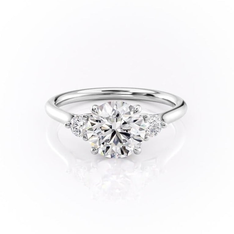 1.60 CT Round Shaped Moissanite Three Stones Engagement Ring - crownmoissanite