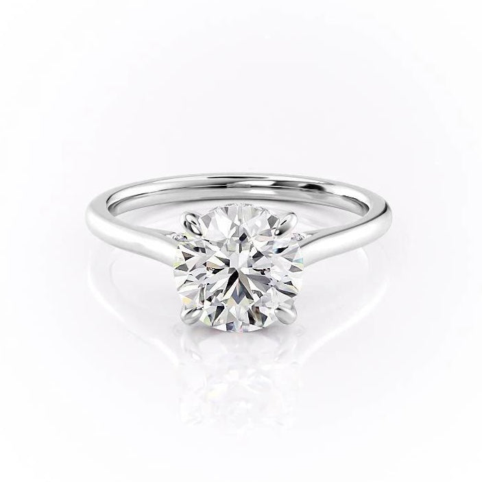 1.60 CT Round Cut Solitaire Hidden Halo Setting Moissanite Engagement Ring - crownmoissanite