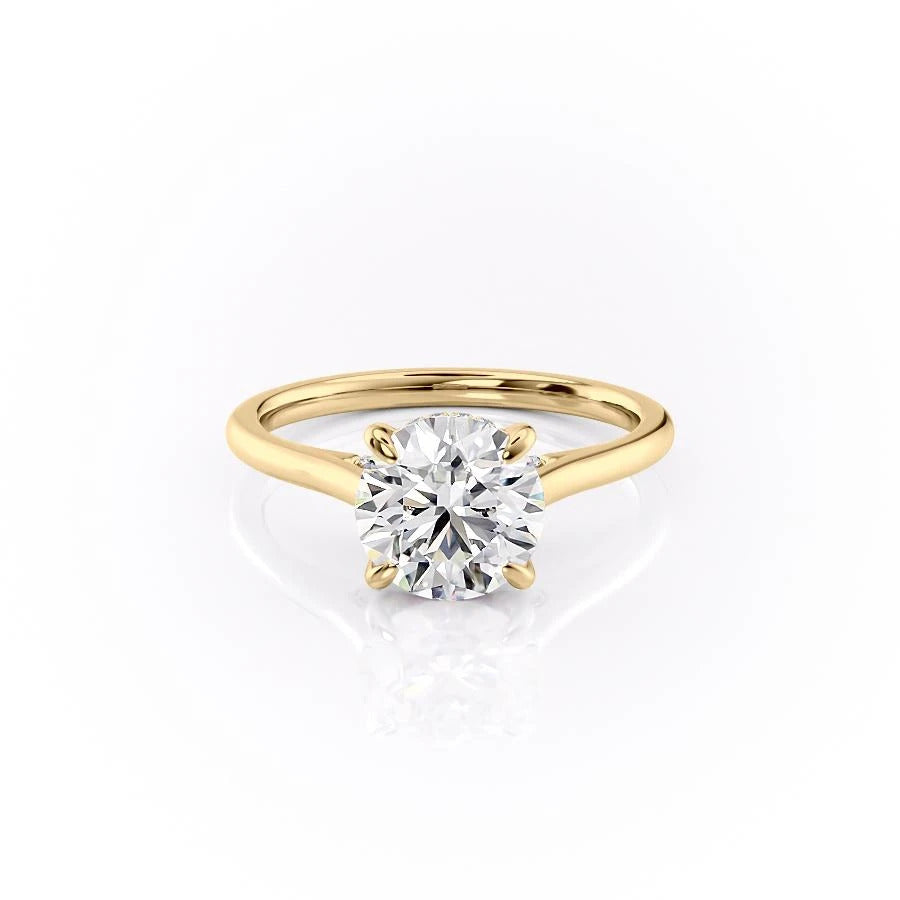 1.60 CT Round Cut Solitaire Hidden Halo Setting Moissanite Engagement Ring - crownmoissanite