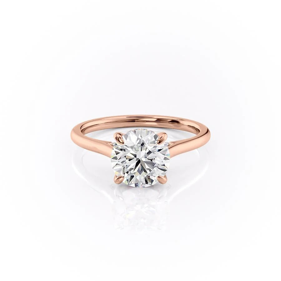 1.60 CT Round Cut Solitaire Hidden Halo Setting Moissanite Engagement Ring - crownmoissanite