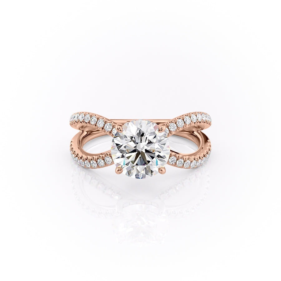 1.35 CT Round Cut Solitaire Unique Pave Setting Moissanite Engagement Ring - crownmoissanite