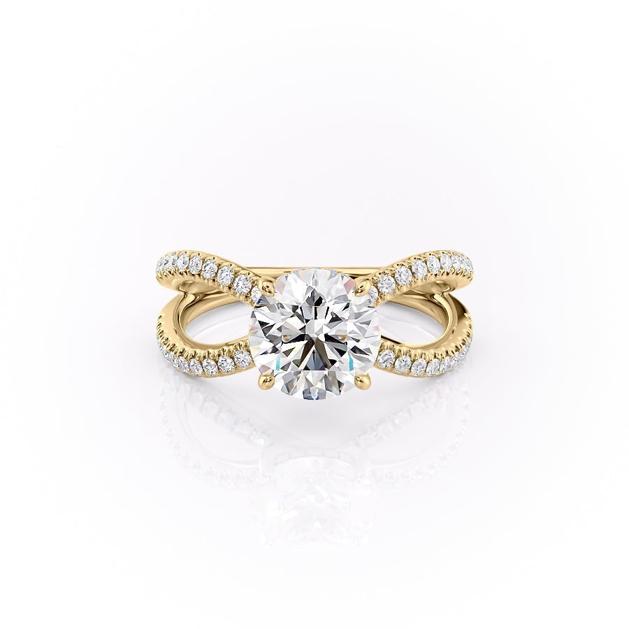 1.35 CT Round Cut Solitaire Unique Pave Setting Moissanite Engagement Ring - crownmoissanite