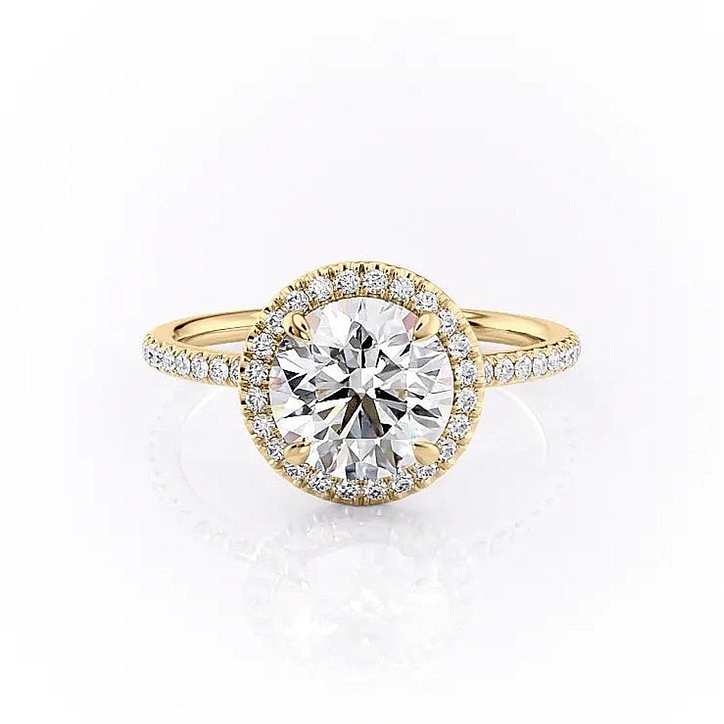 1.90 CT Round Shaped Moissanite Halo Engagement Ring - crownmoissanite