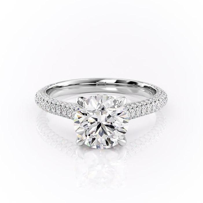 1.60 CT Round Cut Hidden Halo Triple Pave Moissanite Engagement Ring - crownmoissanite